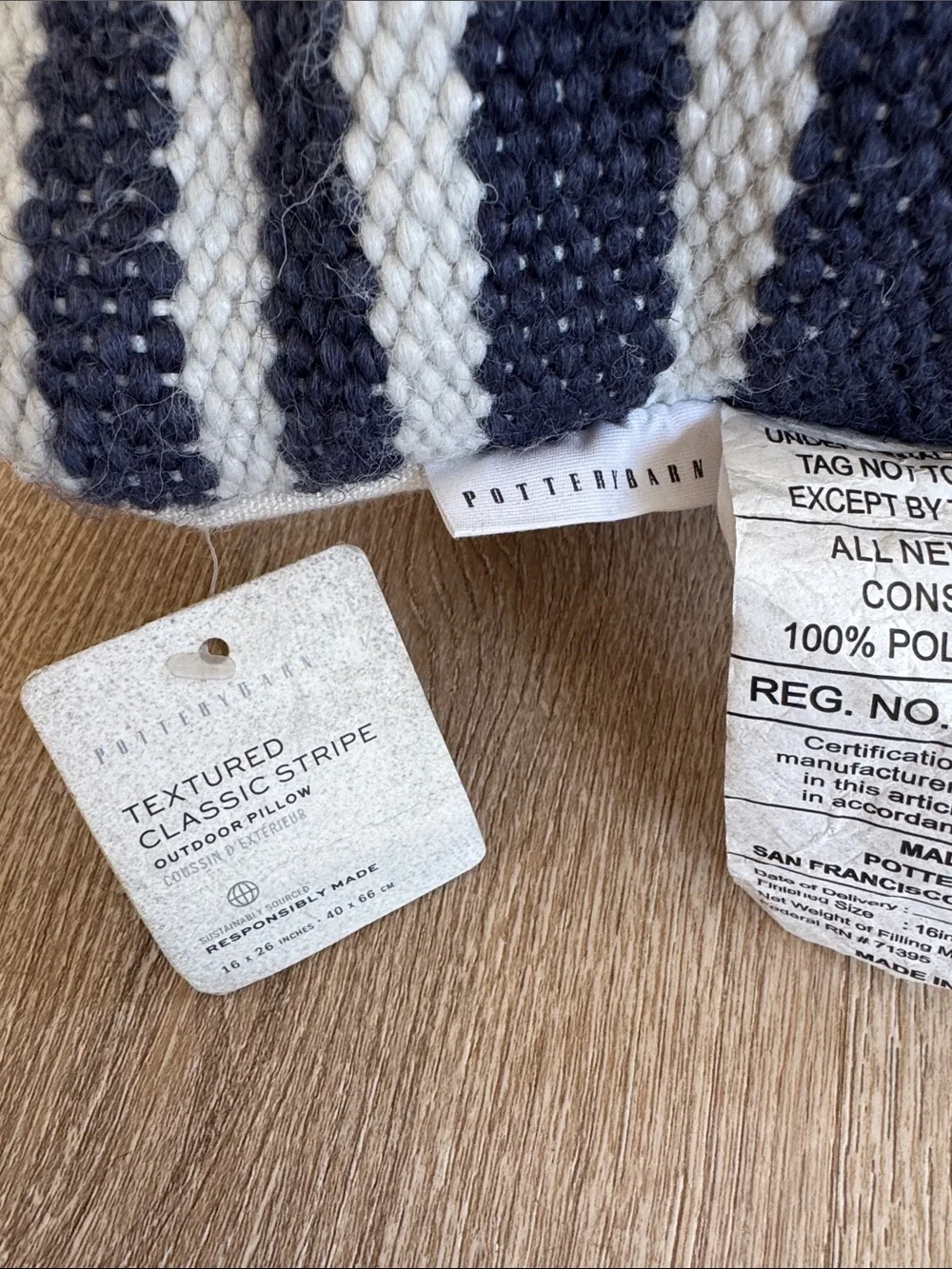 Set of 2 Pottery Barn Classic Striped Handwoven Indoor/Outdoor Lumbar Pillows